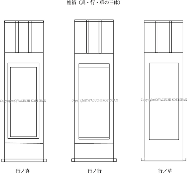 幢褙（真・行・草の三体）